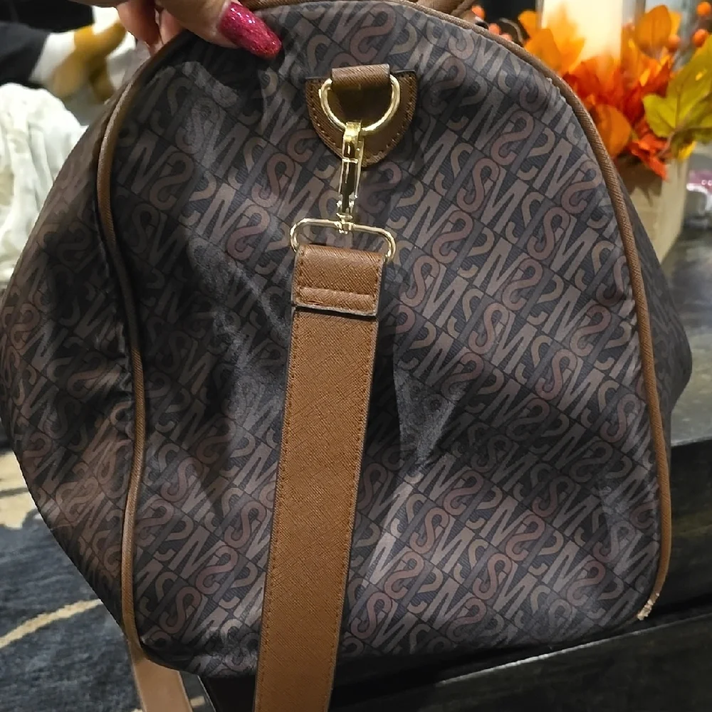 Large Steve Madden Brown and Black Logo Duffel Bag